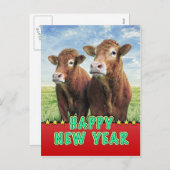 Het GELUKKIGE NIEUWJAAR behekst de koejongens Feestdagenkaart (Voorkant / Achterkant)