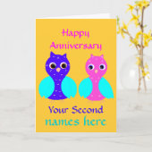 Het gelukkige Paar van de Uil van het Tweede Kaart (Gele Bloem)