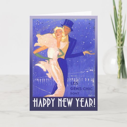 Het gelukkige Paar van het Art deco van het Feestdagen Kaart (Voorkant)