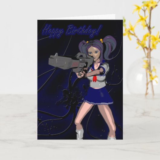 Het gelukkige Pistool van de Verjaardag Kaart (Gele Bloem)