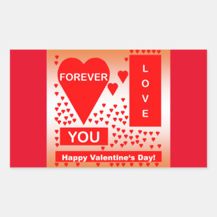 Het gelukkige Rood van de Harten van de Liefde van Rechthoekige Sticker