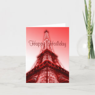 Het gelukkige Rood van de Toren van Eiffel van het Feestdagen Kaart