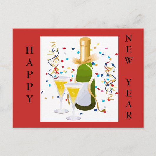 Het gelukkige van de champagneconfettien van het feestdagenkaart (Voorkant)