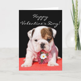 Het gelukkige wenskaart van het de buldogpuppy van feestdagen kaart