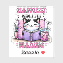 Het gelukkigst als ik een schattige kat lees sticker