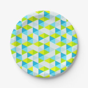 Het geometrische Groene en Blauwe Moderne Patroon Papieren Bordje
