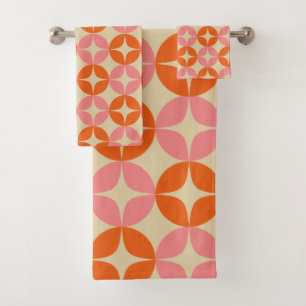 Het Geometrische Patroon van roze en Oranje Mod. Bad Handdoek
