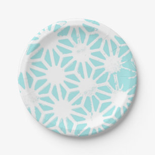 Het geometrische patroon van Turquoise Papieren Bordje
