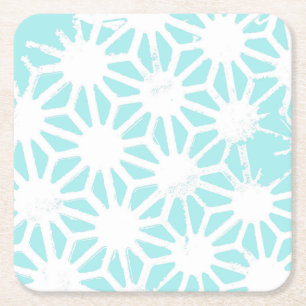 Het geometrische patroon van Turquoise Vierkante Kartonnen Onderzetter