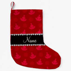 Het gepersonaliseerde patroon van de naam rode kleine kerstsok