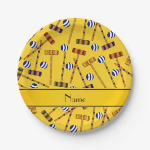 Het gepersonaliseerde patroon van het naam gele papieren bordje
