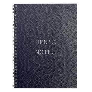 Het gepersonaliseerde Zwarte/Blauwe Leer/de Huid Notitieboek