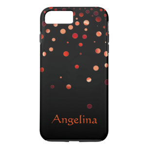 Het gepersonaliseerde Zwarte Rood schittert iPhone 8 Plus / 7 Plus Hoesje