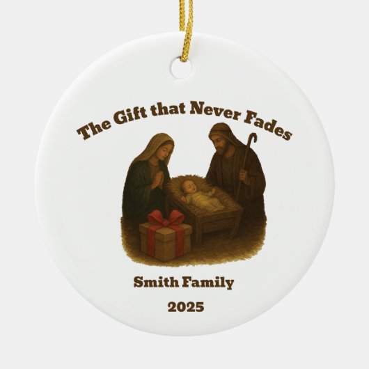 Het geschenk dat nooit vervaagt Kerstmis Keramisch Ornament (Voorkant)