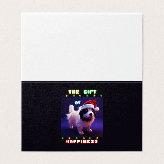 Het Geschenk Van Geluk Puppy 25 December Kerstmis Kaart (Buitenkant ongevouwen)