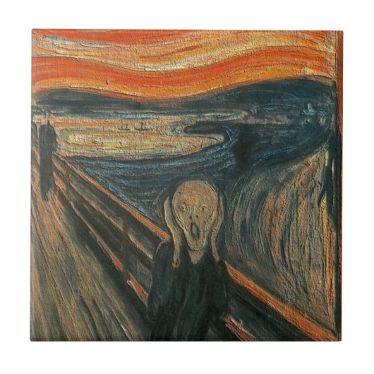 Het geschreeuw (getextureerd) van Edvard Munch Tegeltje (Voorkant)