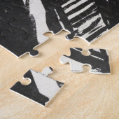 Het geschreeuw van Edvard Munch Black en White Legpuzzel (Zijkant)