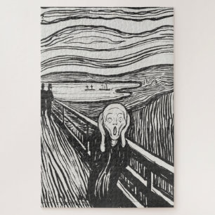 Het geschreeuw van Edvard Munch Black en White Legpuzzel