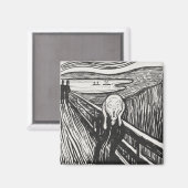 Het geschreeuw van Edvard Munch Black en White Magneet (Voorkant / Achterkant)