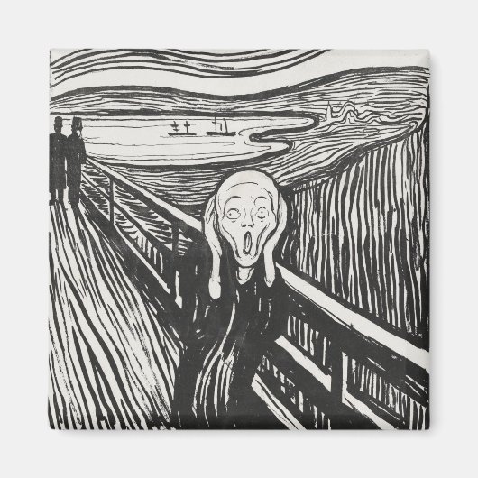 Het geschreeuw van Edvard Munch Black en White Magneet (Voorkant)