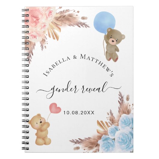 Het geslacht van het gastboek onthult pampas gras notitieboek (Voorkant)