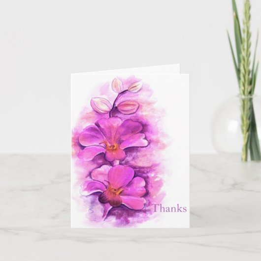 Het gestileerde orchidee paarse roze huwelijk bedankkaart (Voorkant)