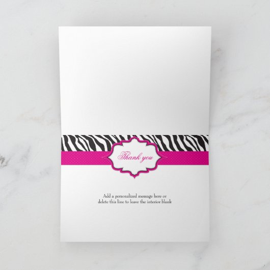 Het gestreepte Roze Lint dankt u kaardt Bedankkaart (Binnen)