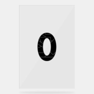 Het getal nul (0) in zwart acryl bord
