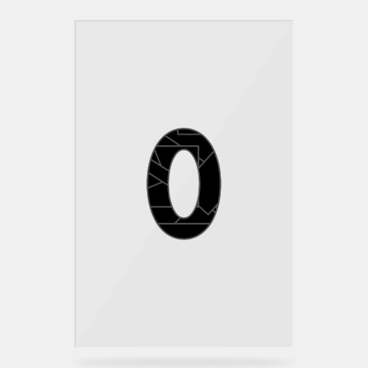 Het getal nul (0) in zwart acryl bord (Voorkant)
