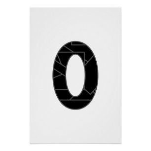 Het getal nul (0) in zwart perfect poster