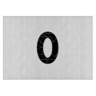 Het getal nul (0) in zwart snijplank