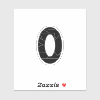 Het getal nul (0) in zwart sticker