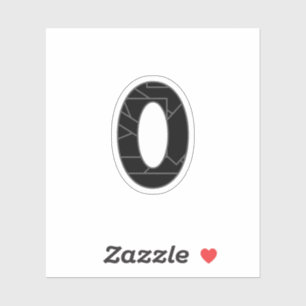 Het getal nul (0) in zwart sticker