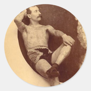 Het getatoeëerde Man in de maan Ronde Sticker