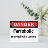 Het Gevaar Fartoholic van Farting Briefkaart (Staand voorkant)