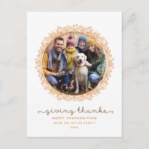 Het geven van Bedankt Krans Thanksgiving Foto Brie Briefkaart