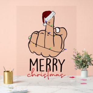 Het geven van de Vinger Santa Hat Kerstmis Acryl Bord