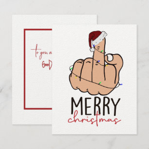 Het geven van de Vinger Santa Hat Kerstmis Notitiekaartje