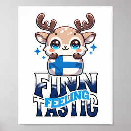 Het gevoel Finn-Tastic Schattige Reindeer Lapland Poster