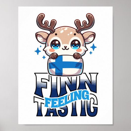 Het gevoel Finn-Tastic Schattige Reindeer Lapland Poster (Voorkant)