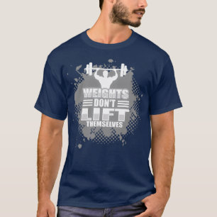 Het gewicht tilt zichzelf niet op t-shirt