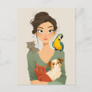 Het gezellige portret van Pet Lover Briefkaart