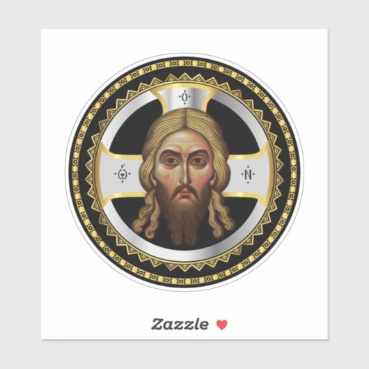 Het gezicht van Christus orthodox zwart icoon Sticker (Vel)