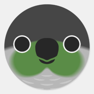 Het gezicht van een groene wang parkiet ronde sticker