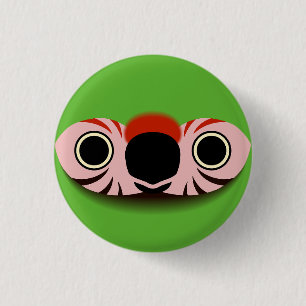 Het gezicht van een grote groene ara ronde button 3,2 cm