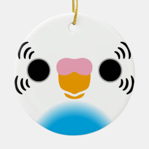 Het gezicht van een hemelsblauwe recessieve pied b keramisch ornament