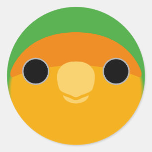 Het gezicht van een met sinaasappel bedekte perzik ronde sticker