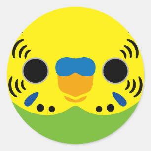 Het gezicht van een normale mannelijke budgie ronde sticker