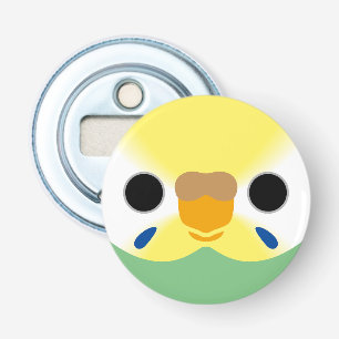 Het gezicht van een pastel regenboog vrouw budgie button flesopener