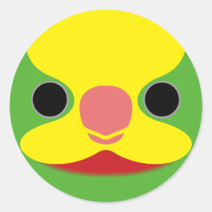 Het gezicht van een prachtige papegaai ronde sticker